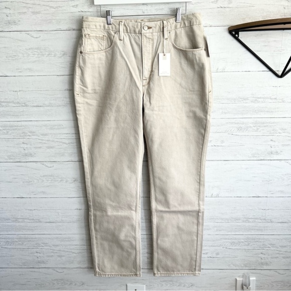 Good American Straight Leg Jeans in Bone - Picture 2 of 15